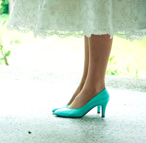 noiva sapato azul