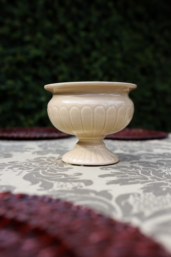 Vaso de cerâmica esmaltado forma bacia - creme