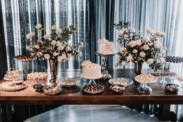 Kit Mesa de Doces - Prata e Cristal com flores